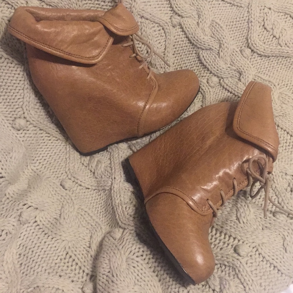 Platform Leather Wedge Booties - image 4